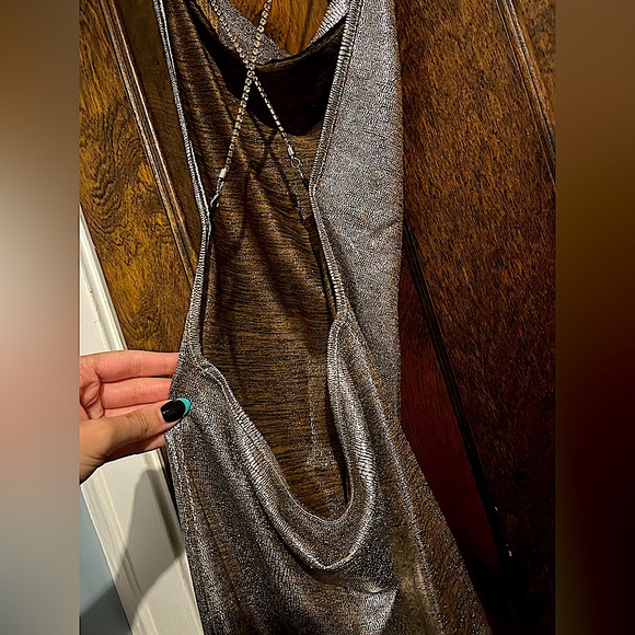 Sexy Backless Silver Mini Dress - Picture 4 of 12